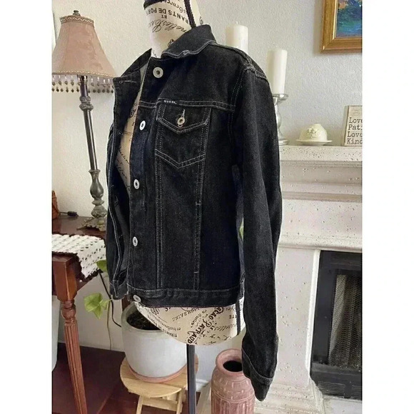 Guess Jeans Vtg Denim Black Jacket Button Down XL (junior) Sz Small For Women - Picture 5 of 9